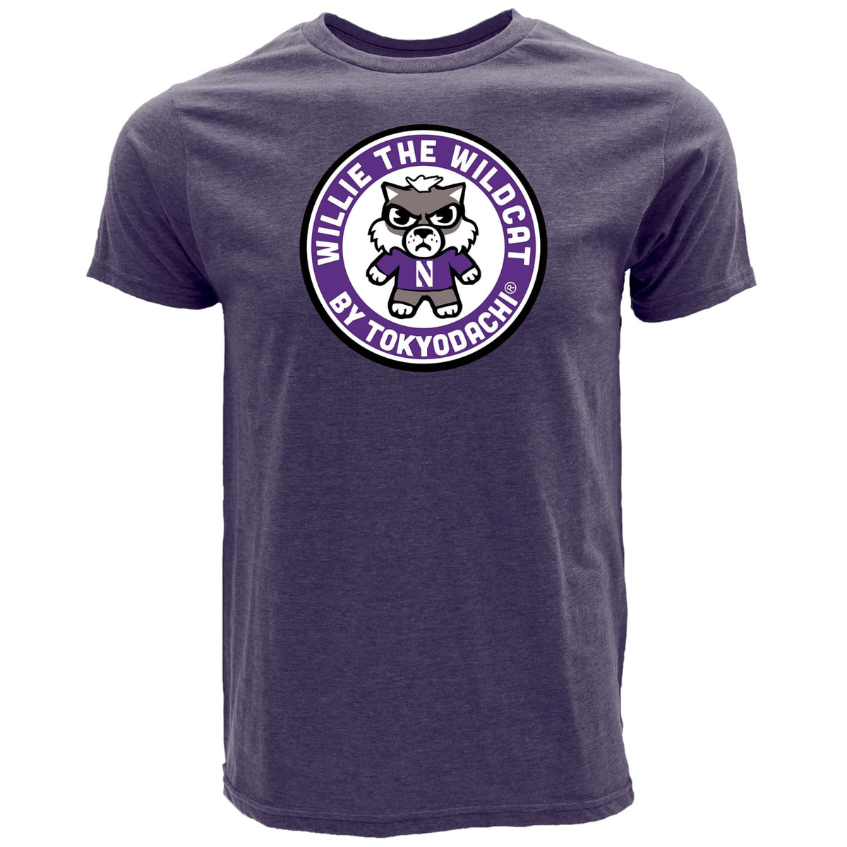 Northwestern University Wildcats Tokyodachi Donatsu Design Heather Purple Bi-blend Tee Shirt