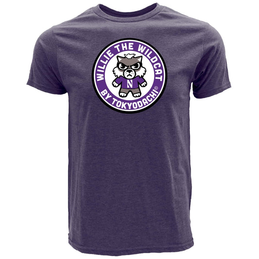 Northwestern University Wildcats Tokyodachi Donatsu Design Heather Purple Bi-blend Tee Shirt