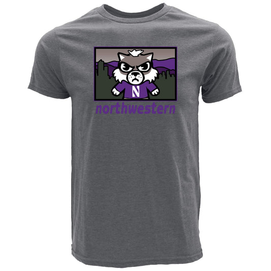 Northwestern University Wildcats Tokyodachi Kashiwa Design Heather Gray Bi-blend Tee Shirt