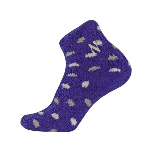 Northwestern University Wildcats Adult Purple Cozy Low Polkadot Crew Socks With Stylized N Design