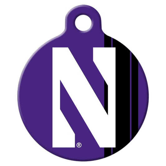 Northwestern University Wildcats Round Dog Tag With N-Cat Design
