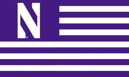Northwestern University Wildcats Purple & White Striped 3'X5' American Flag Inspired Flag