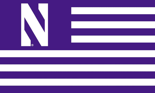 Northwestern University Wildcats Purple & White Striped 3'X5' American Flag Inspired Flag