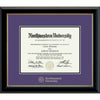 Northwestern University Wildcats Onyx Double Matted Black Diploma Frame With Gold Accent & Gold Embossed Northwestern University Seal Design With Main Matt In Purple
