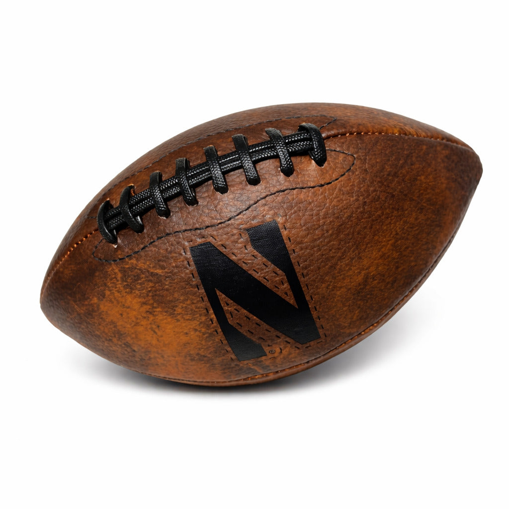 Northwestern mini leather football with vintage brown design and N logo