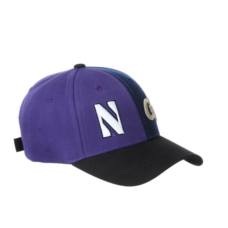 Northwestern University Wildcats House Divided Hat with Georgia Tech Yellow Jackets