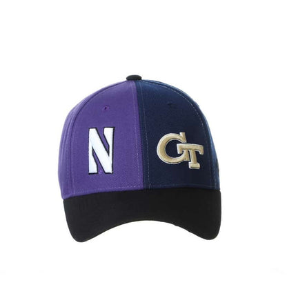 Northwestern University Wildcats House Divided Hat with Georgia Tech Yellow Jackets