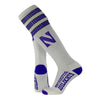 Northwestern University Wildcats Adult White Throwback Over-Calf Socks With Stylized N Design