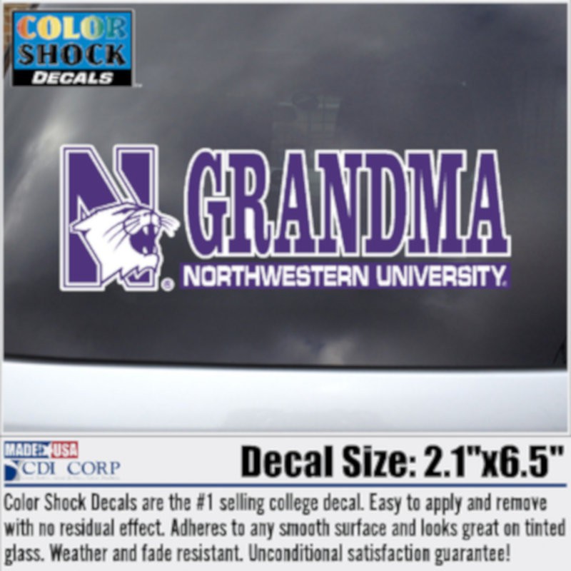 Northwestern University Wildcats Outside Application Decal with N-Cat Grandma Design