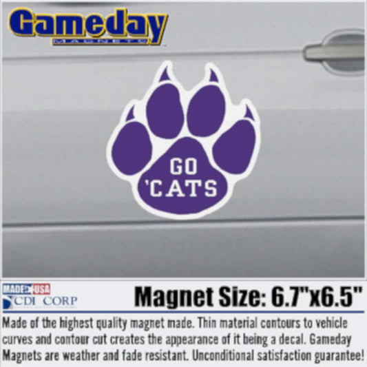 Northwestern University Wildcats 4.5" Paw Design Go 'Cats Magnet