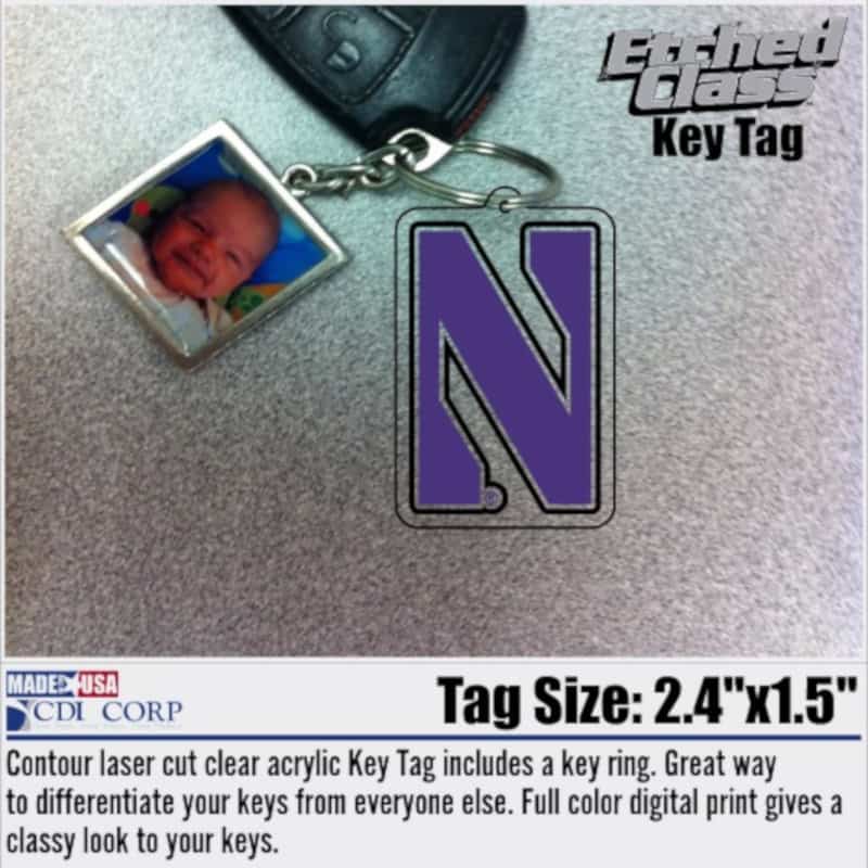 Northwestern University Laser Cut Acrylic N Design Key Chain