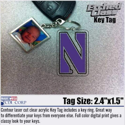 Northwestern University Laser Cut Acrylic N Design Key Chain