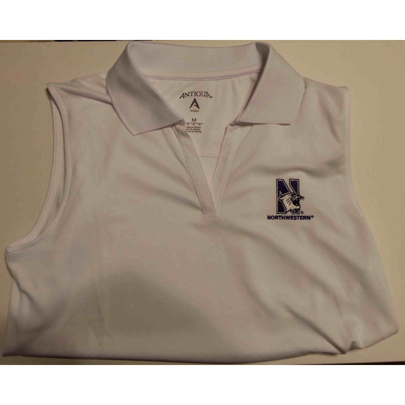 Northwestern Widcats Antigua Women's White Sleeveless Polo Shirt Women's Sleeveless Exceed 100223
