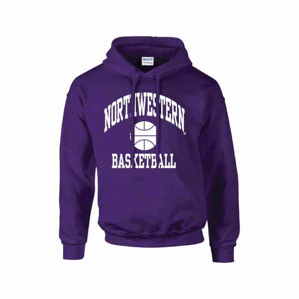Northwestern University Wildcats Purple Hooded Sweatshirt with Basketball Design