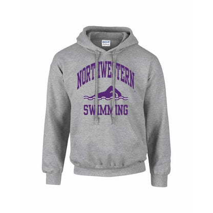 Northwestern Wildcats Men's Grey Hooded Sweatshirt with Swimming Design