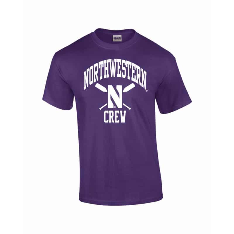 Northwestern University Wildcats Purple Short Sleeve Tee Shirt with Crew Design