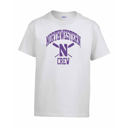 Northwestern University Wildcats White Short Sleeve Tee Shirt with Crew Design