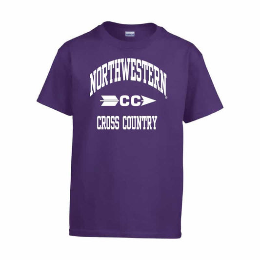 Northwestern Wildcats Men's Purple Short Sleeve Tee Shirt with Cross Country Design