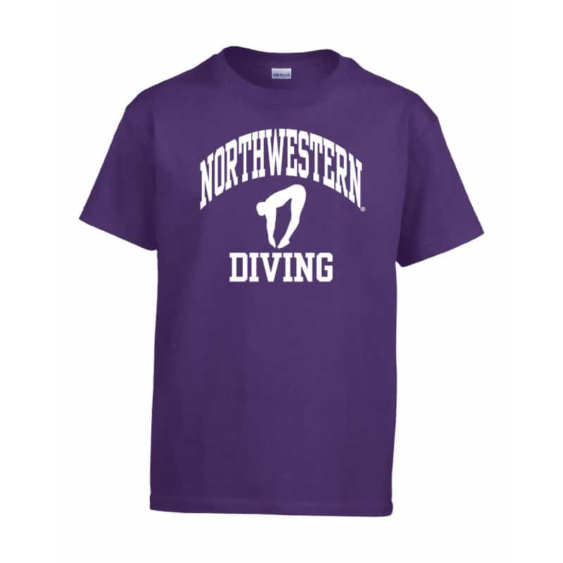 Northwestern University Wildcats Purple Short Sleeve Tee Shirt with Diving Design