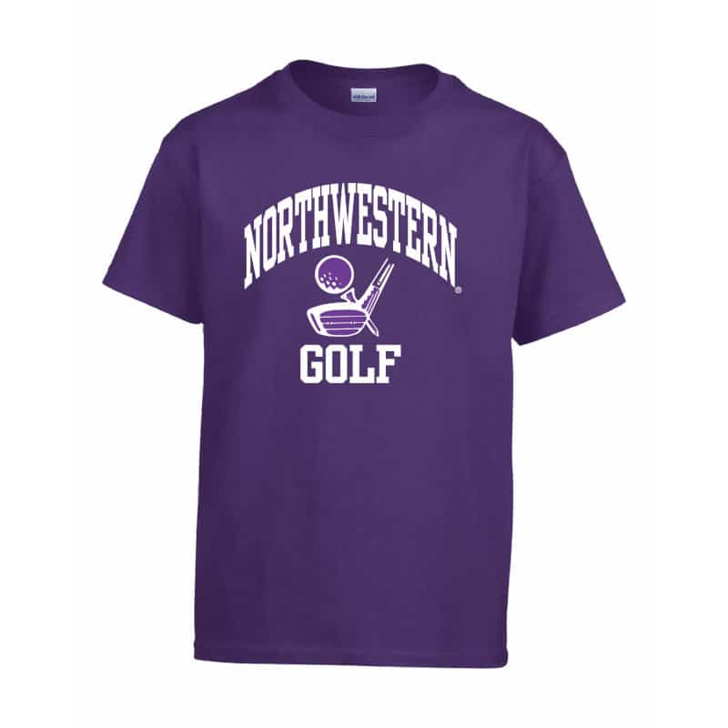 Northwestern Wildcats Men's Purple Short Sleeve Tee Shirt with Golf Design