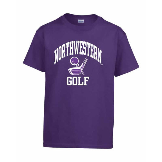 Northwestern Wildcats Men's Purple Short Sleeve Tee Shirt with Golf Design