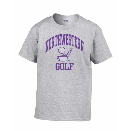 Northwestern Wildcats Men's Grey Short Sleeve Tee Shirt with Golf Design