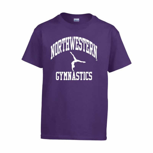 Northwestern Wildcats Men's Purple Short Sleeve Tee Shirt with Gymnastics Design