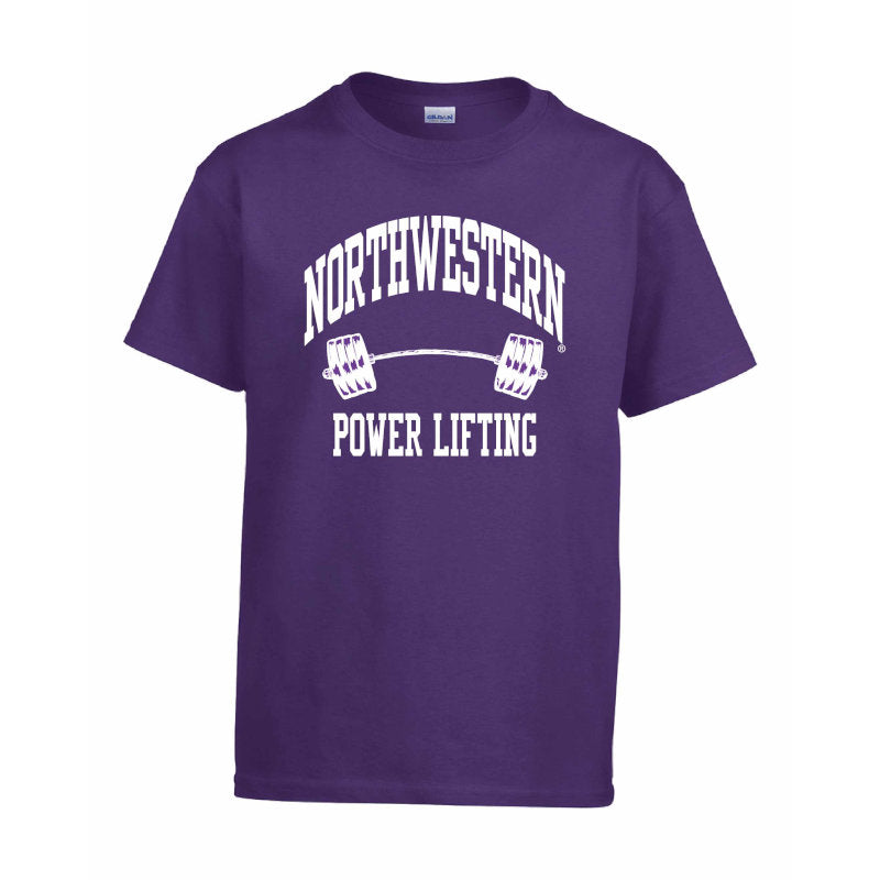 Northwestern Wildcats Men's Purple Short Sleeve Tee Shirt with Power Lifting Design