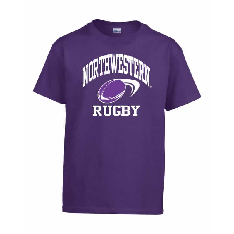 Northwestern Wildcats Men's Purple Short Sleeve Tee Shirt with Rugby Design