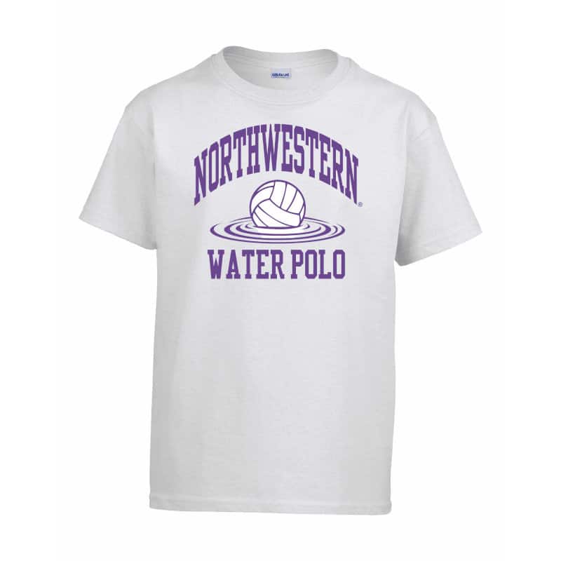 Northwestern Wildcats Men's White Short Sleeve Tee Shirt with Water Polo Design