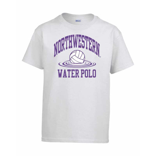 Northwestern Wildcats Men's White Short Sleeve Tee Shirt with Water Polo Design
