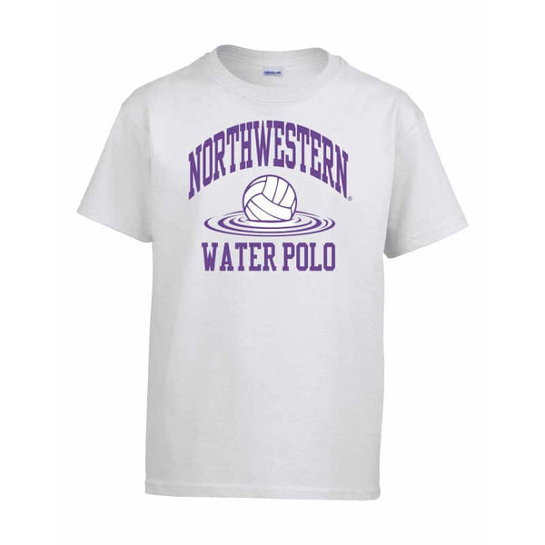 Northwestern Wildcats Men's White Short Sleeve Tee Shirt with Water Polo Design