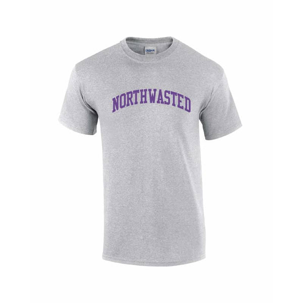 Men's Grey Short Sleeve Tee Shirt with "Northwasted" Design