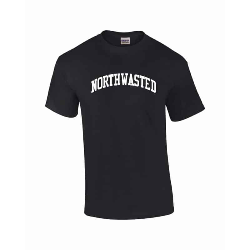 Men's Black Short Sleeve Tee Shirt with "Northwasted" Design