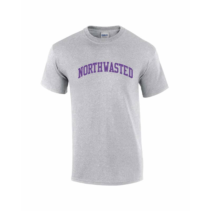 Youth Grey Short Sleeve Tee Shirt with "Northwasted" Design
