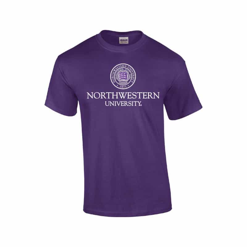 Northwestern Wildcats Youth Purple Short Sleeve Tee Shirt with Northwestern University Seal Design