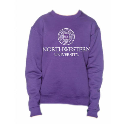 Northwestern University Wildcats Youth Purple Crewneck Sweatshirt with Northwestern University Seal Design