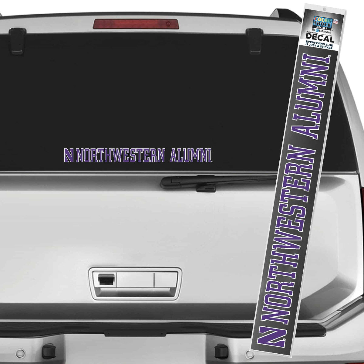 Northwestern University Wildcats Alumni Outside Application Long Decal with Stylized N Design-2