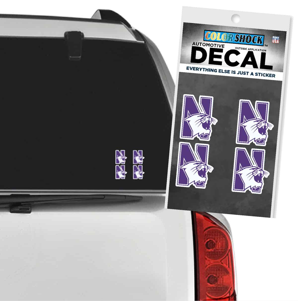 Northwestern University Wildcats Outside Application Decal Set of Four N-cat Designs