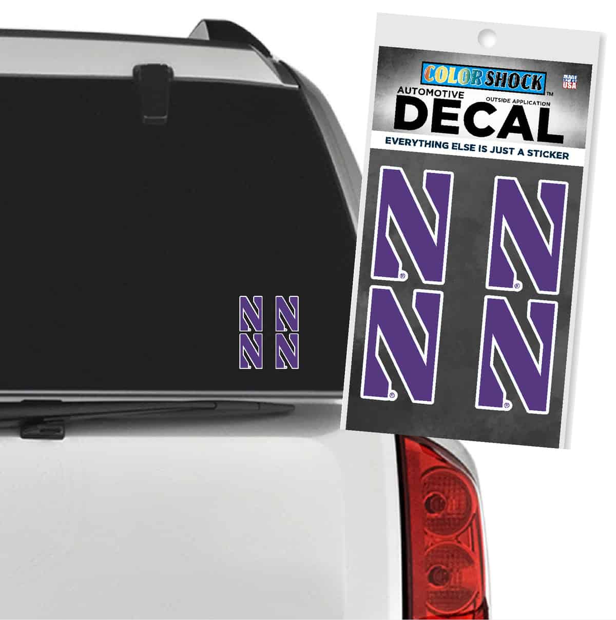Northwestern University Wildcats Outside Application Decal Set of Four Stylized N Designs