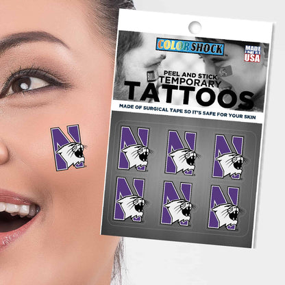 Northwestern University Wildcats N-Cat Design Body Cal Tattoos