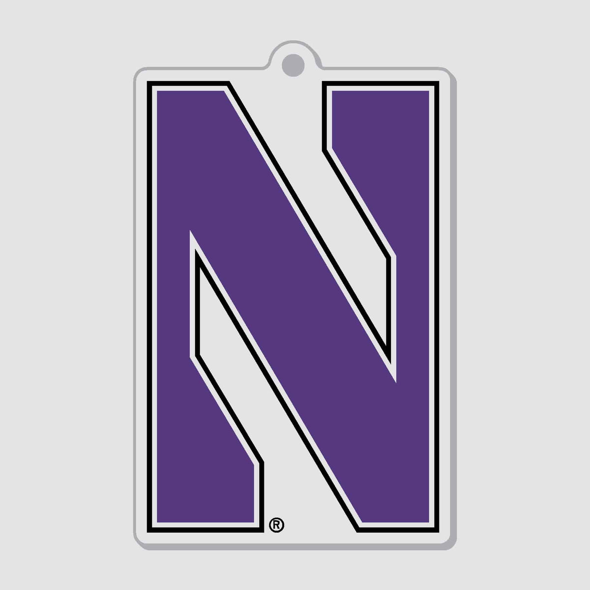 Northwestern University Wildcats Laser Cut Acrylic Luggage Tag with Stylized N Design