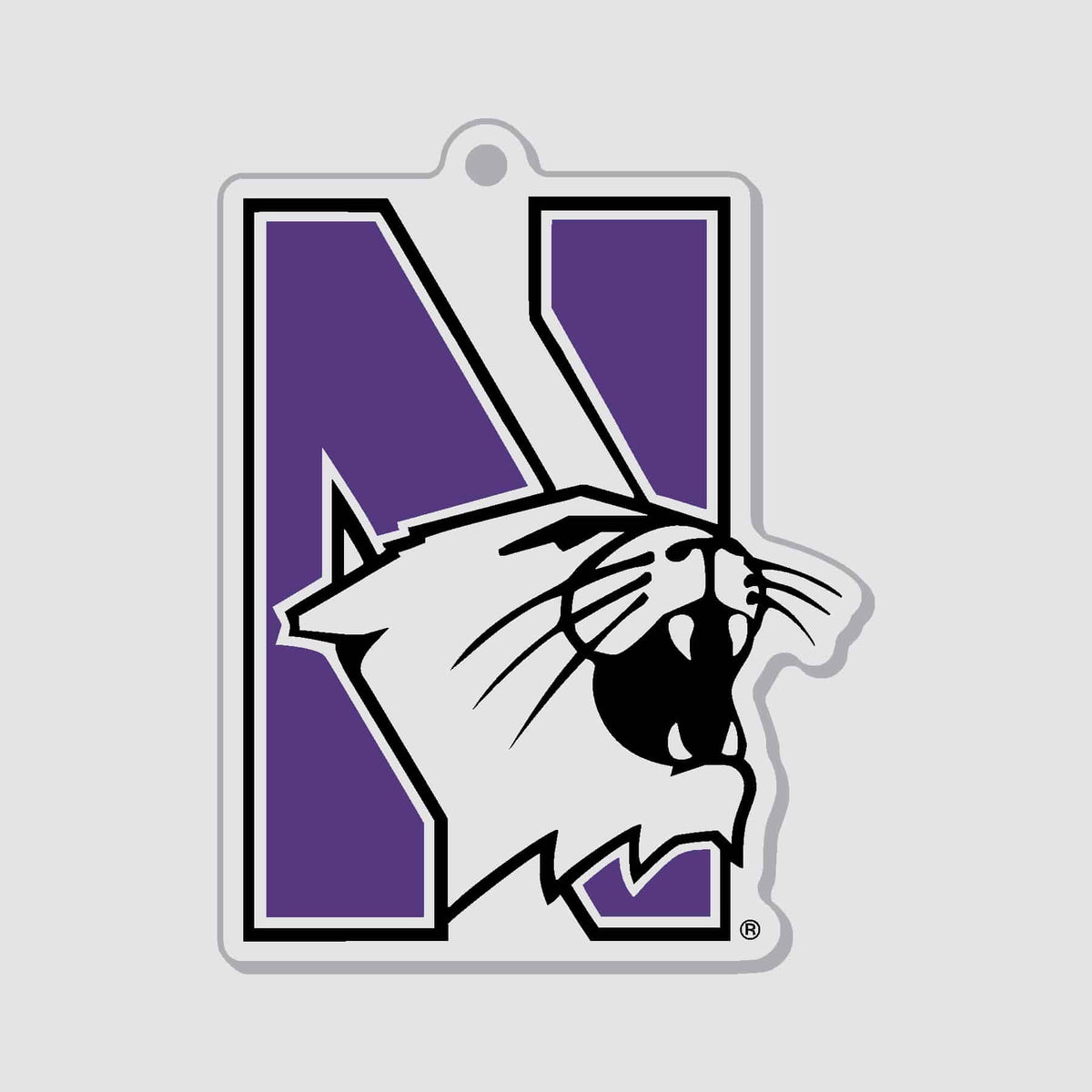 Northwestern University Wildcats Laser Cut Acrylic Luggage Tag with N-Cat Design