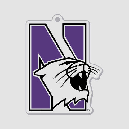 Northwestern University Wildcats Laser Cut Acrylic Luggage Tag with N-Cat Design