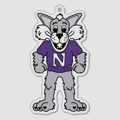 Northwestern University Wildcats Laser Cut Acrylic Luggage Tag with Willie the Wildcat Desig