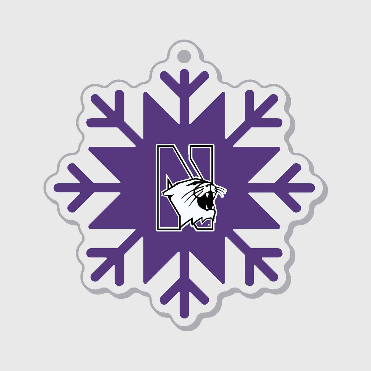 Northwestern University Wildcats Laser Cut Acrylic Snowflake with N-Cat Design Ornament-2