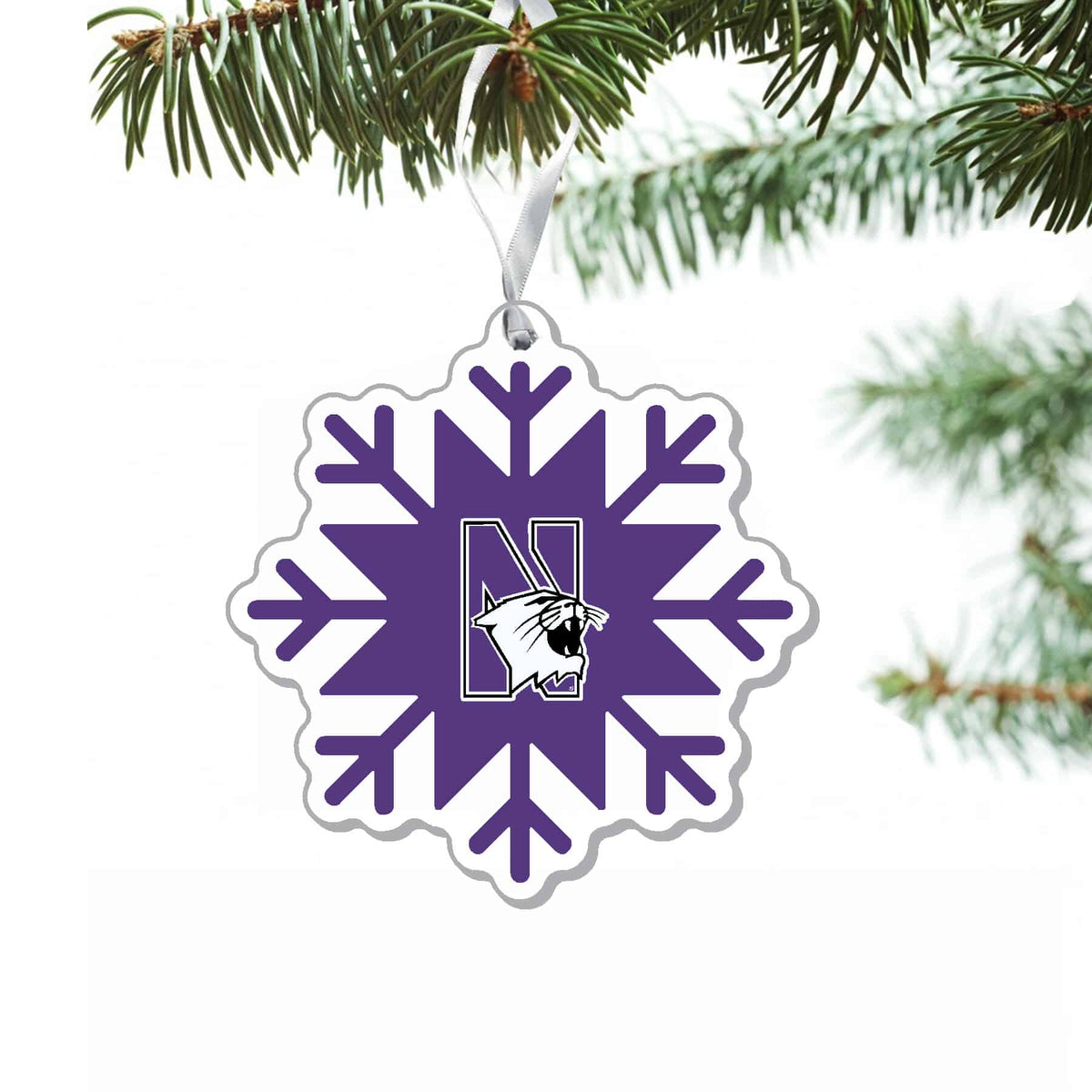 Northwestern University Wildcats Laser Cut Acrylic Snowflake with N-Cat Design Ornament-3