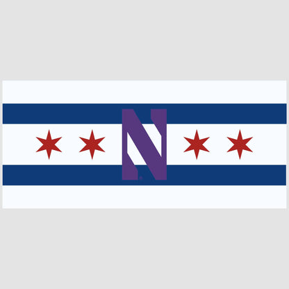 Northwestern University Wildcats Outside Application Decal with Chicago Flag & Stylized N Design -2
