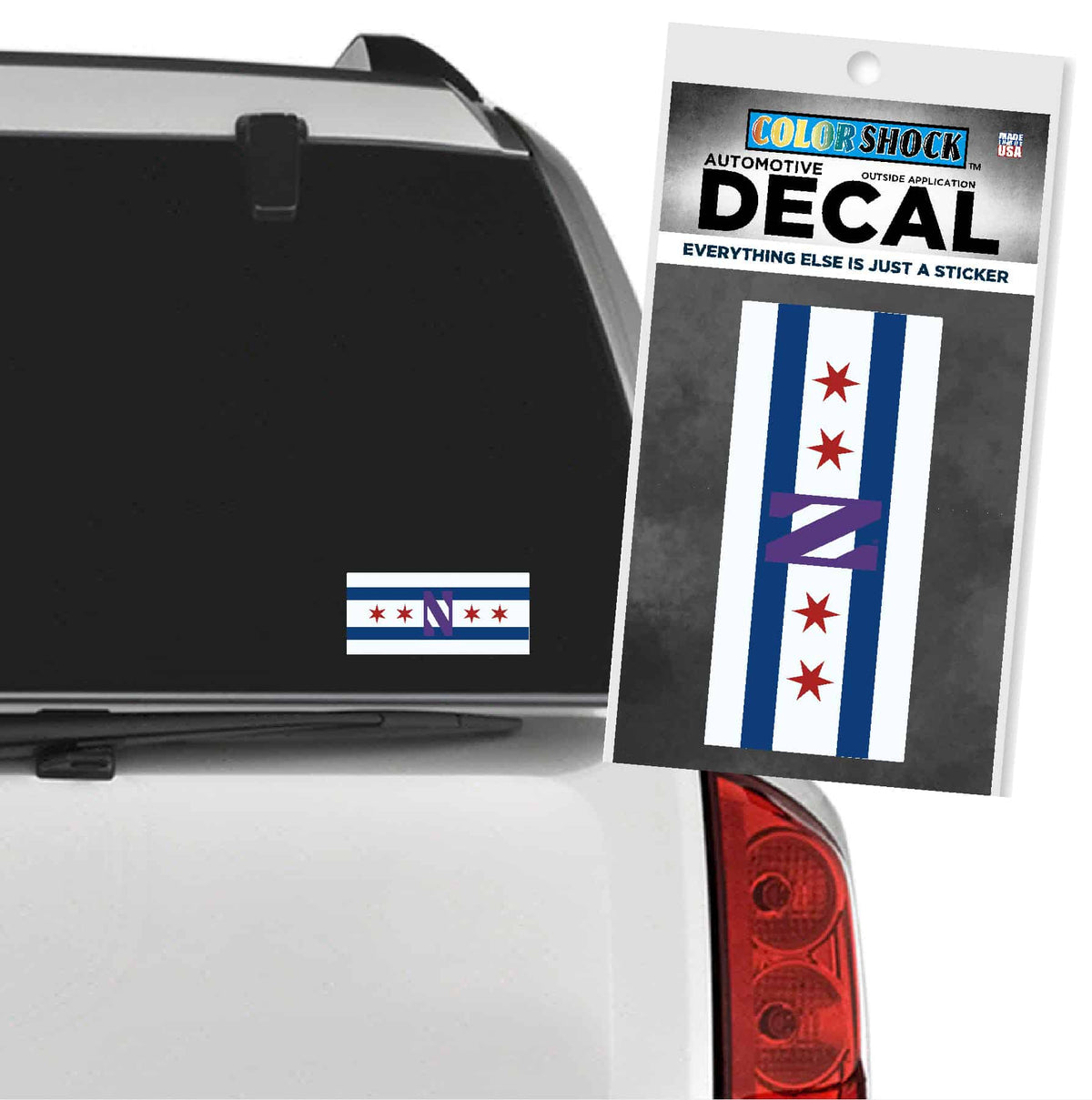 Northwestern University Wildcats Outside Application Decal with Chicago Flag & Stylized N Design