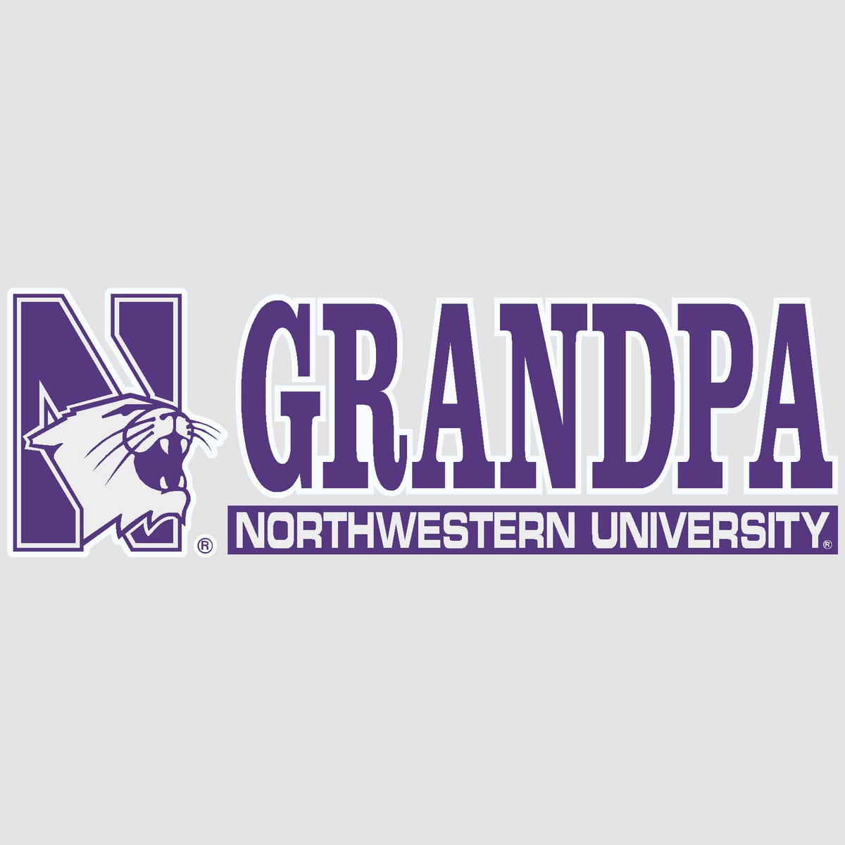 Northwestern University Wildcats Outside Application Decal with N-Cat & Grandpa Design -3